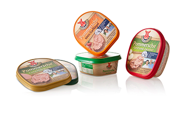 Spreadable sausage packaging with IML