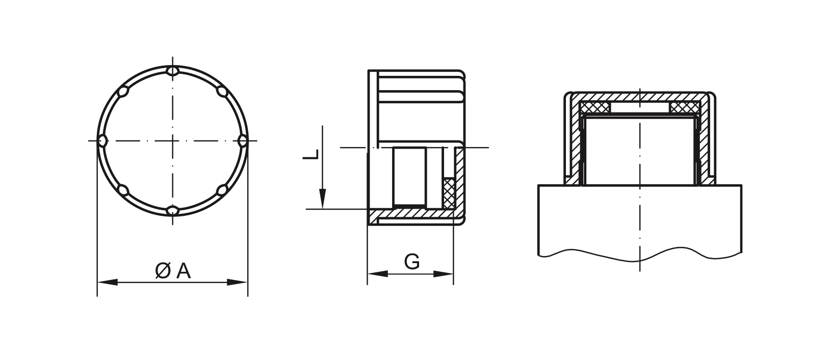 Drawing screw cap with sealing washer - GPN 804