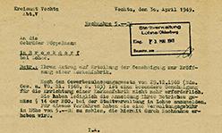 Submitted to Lohne town council by Hubert (22) and Josef Pöppelmann (21). Start after payment of an administrative fee of 5 D-Mark.