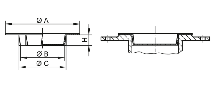 Dibujo de tapas de brida - GPN 650 Forma B