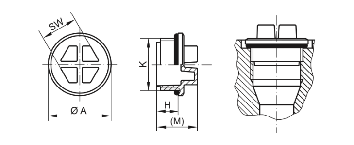 Drawing sealing plug with O-ring - GPN 738