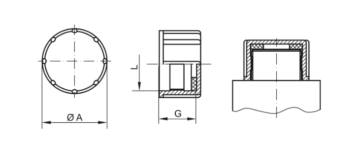 Drawing screw cap with sealing washer - GPN 804