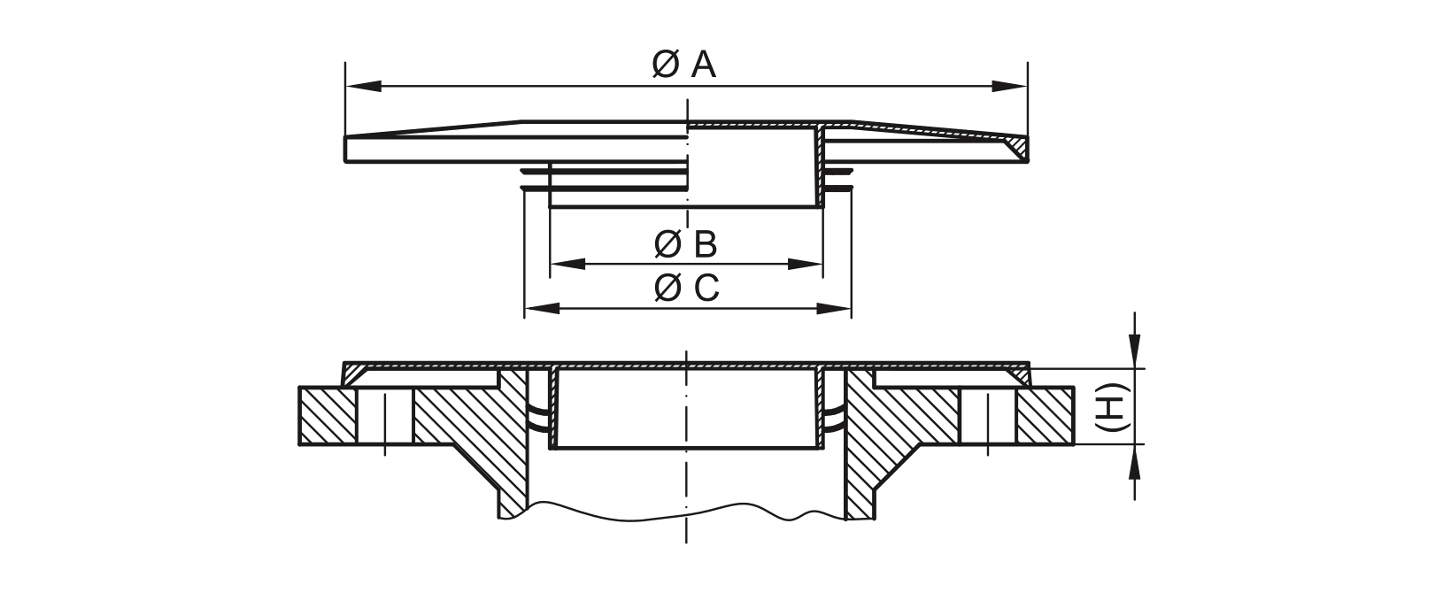 Zeichnung Flanschabdeckung - GPN 670