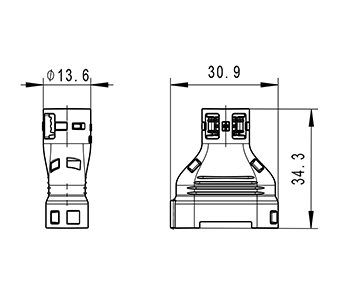 Konstruktionszeichnung, construction drawing, Steckerkappe, dress cover, Tyco SuperSeal, P4C 88000001601-P4CCL030-TABC030.png