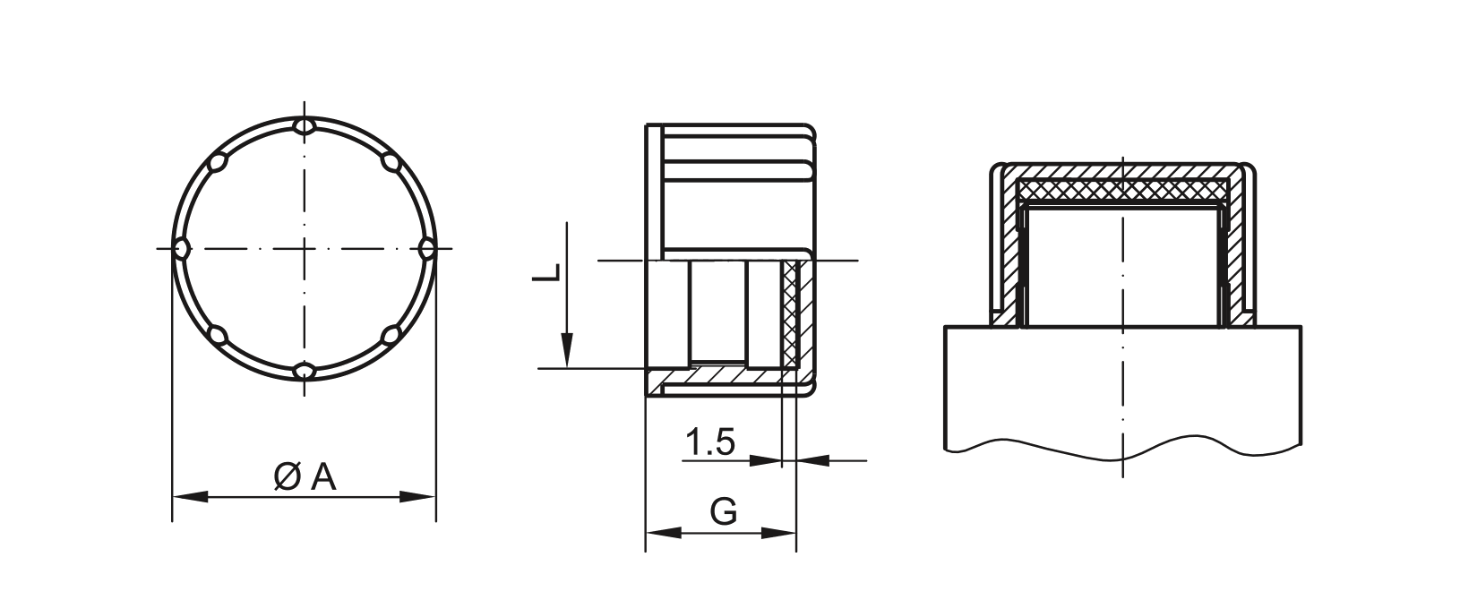 Drawing screw cap with sealing washer