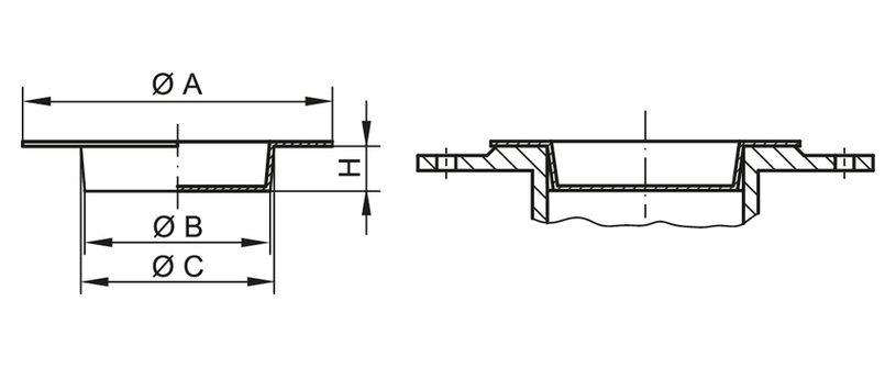 Tapas de brida de dibujo - GPN 650 Forma A