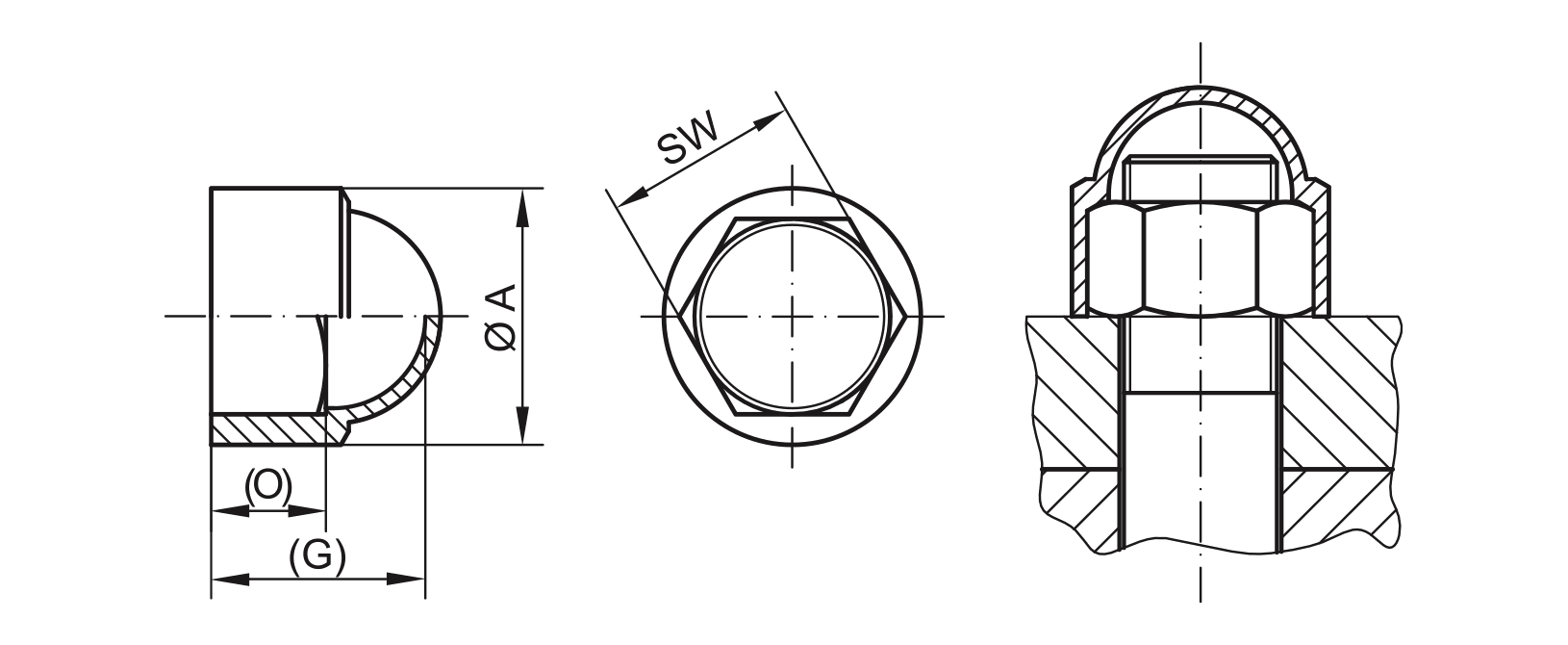 Zeichnung Sechskantkappe - GPN 1000