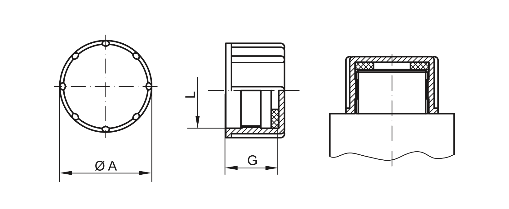 Drawing screw cap with sealing washer - GPN 804